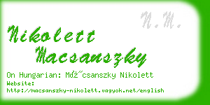 nikolett macsanszky business card